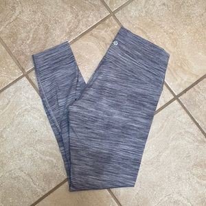 Grey Striped Lululemon Ankle Length Leggings